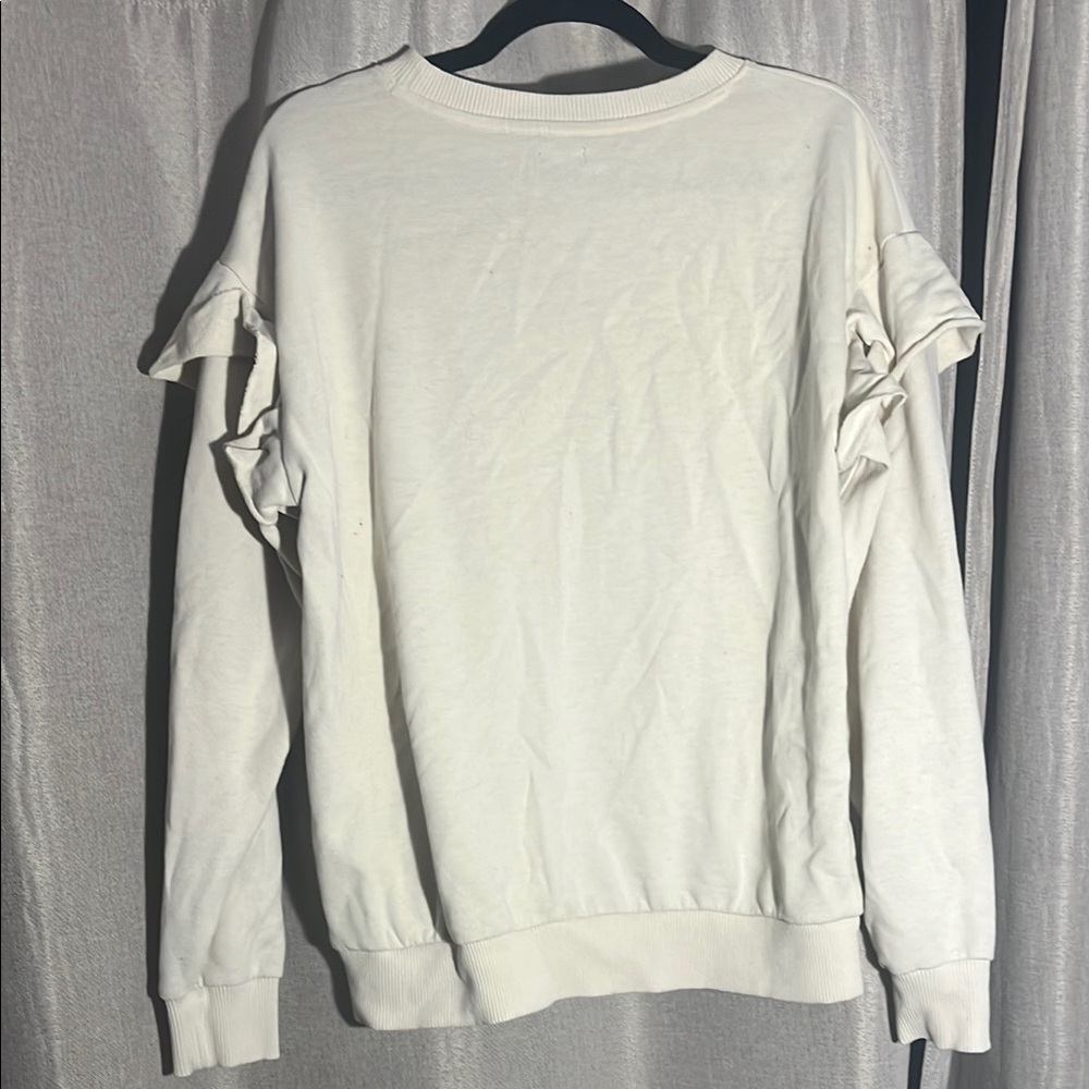 White Ruffle Sleeve Sweatshirt - Picture 3 of 3